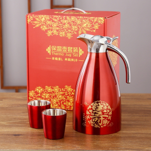 祝寿送礼家用红色双层不锈钢暖壶暖瓶喜气热水壶保温壶保温瓶定制