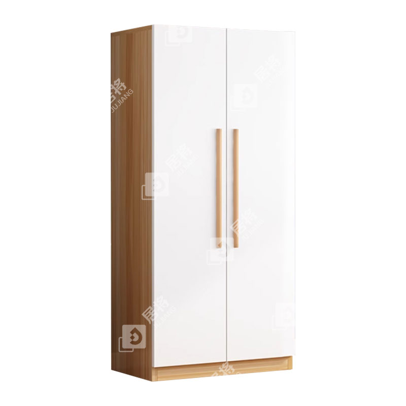 居将 JJ4022325 简约木质衣柜双门衣柜衣服收纳柜 浅胡桃白门