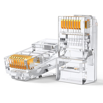 绿联超五类网线水晶头 超5类镀金工程级RJ45电脑千兆网络连接器 CAT5E非屏蔽8P8C水晶头100个 50246