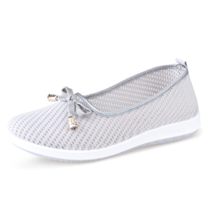 双星夏季新品女运动休闲网面鞋中老年妈妈透气一脚蹬网面鞋子164