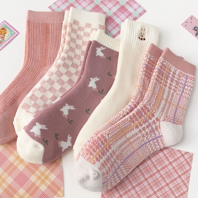 可莉允女装袜子中筒袜棉女士冬季长筒网红超火冬天厚款加绒可爱推推袜袜子