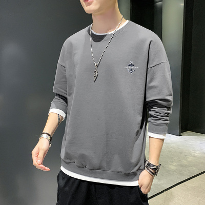 蒙洛里克2020新款秋季男士上衣潮牌简约青年假两件宽松打底休闲时尚百搭圆领卫衣MLS2515