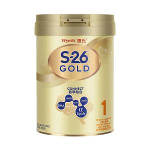 原装进口爱尔兰港版香港惠氏(Wyeth) S-26金装HMO婴幼儿儿童牛奶奶粉1段(0-6个月) 900g