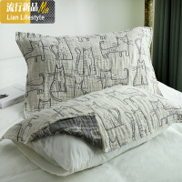 棉6层褶皱纱布枕巾一对日系棉加厚枕头巾男女学生枕头巾 三维工匠