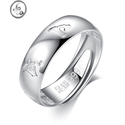 JiMi银戒指男士银银999潮宽单身活口轻奢个性ins潮人食指可调节质感