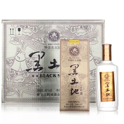 6瓶箱装 45度黑土地酒 一斗粮 浓香型白酒 东北酒 450ml*6瓶