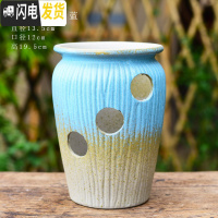 三维工匠多肉花盆创意个性大口径 陶瓷肉肉植物粗陶透气 老桩法师陶土拼盘 [WH3三孔(蓝)] 大花盆容器