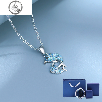 海豚鱼尾项链女S925纯银日韩小众锁骨链网红刻字 JiMi