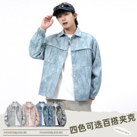 夹克男士美式潮牌春秋季新款休闲宽松时尚情侣翻领痞帅夹克男外套