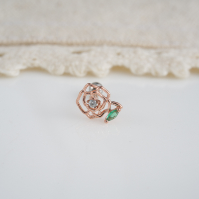 韩国Korea直送立体缕空玫瑰钛钢杆耳骨钉2025新耳蜗钉送女朋友老婆情人节七夕生日礼物