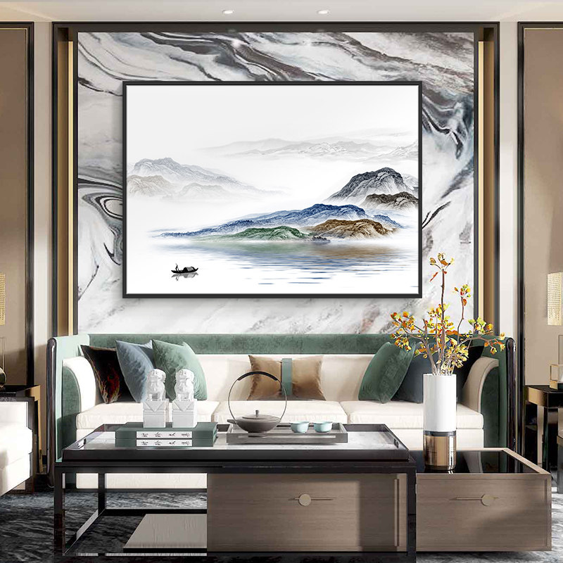 装饰画玄关挂画书房间沙发背景墙壁画禅意山水画 c款 40*60单幅木色简