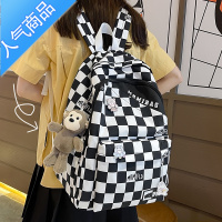 封后格子书包女初中生高颜值高中生大容量双肩包小学生小清新轻便背包学生书包