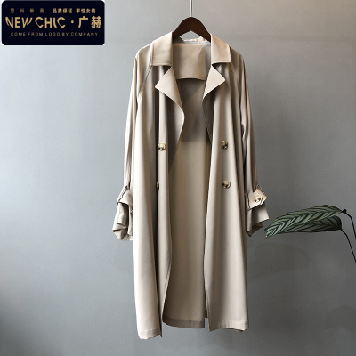 广赫新款复古风衣女中长款小个子春秋薄款宽松英伦风气质垂感大衣外套风衣