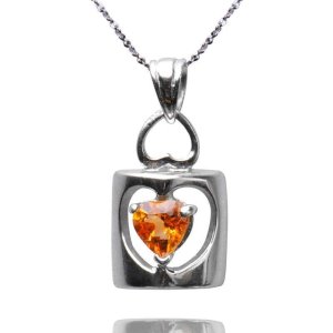 梦克拉 Mkela S925银镶嵌黄水晶吊坠 一心一意 民族风 女士 吊坠 水晶 黄色