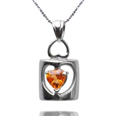 梦克拉 Mkela S925银镶嵌黄水晶吊坠 一心一意 民族风 女士 吊坠 水晶