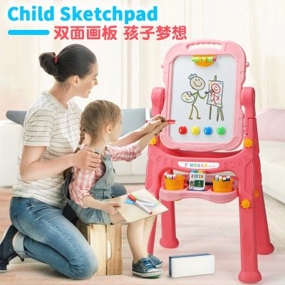 儿童画板双面磁性小黑板可升降支架式玩具涂鸦家用益智绘画写字板