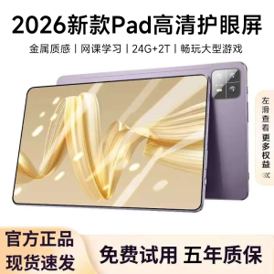 新三星官 2026款12英寸平板电脑 烟雨紫24+512G 满血版十核X35芯片 4K超清护眼5G全网通娱乐办公学习网课二合一插卡通话