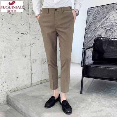 富贵鸟（FUGUINIAO）春夏坠感小西裤男韩版修身小脚休闲裤商务免烫西装裤子男士潮流九分裤