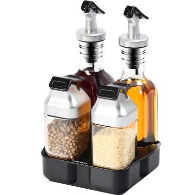 玻璃调味罐调料瓶套装小号家用油瓶盐瓶厨房酱醋壶佐料瓶 敬平 约克调味瓶5件套