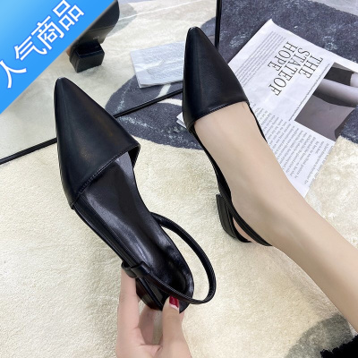 SUNTEK凉鞋女夏2023年新款韩版百搭粗跟单鞋软皮一字扣带仙女风罗马女鞋