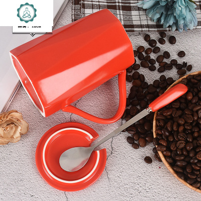 北欧ins陶瓷马克杯子女办公室带盖勺简约创意个性潮流家用水杯男封后