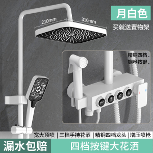 花洒套装恒温手持花洒全铜冷热龙头家用卫浴增压枪灰全铜浴室卫生间沐浴洗澡花晒莲蓬头711