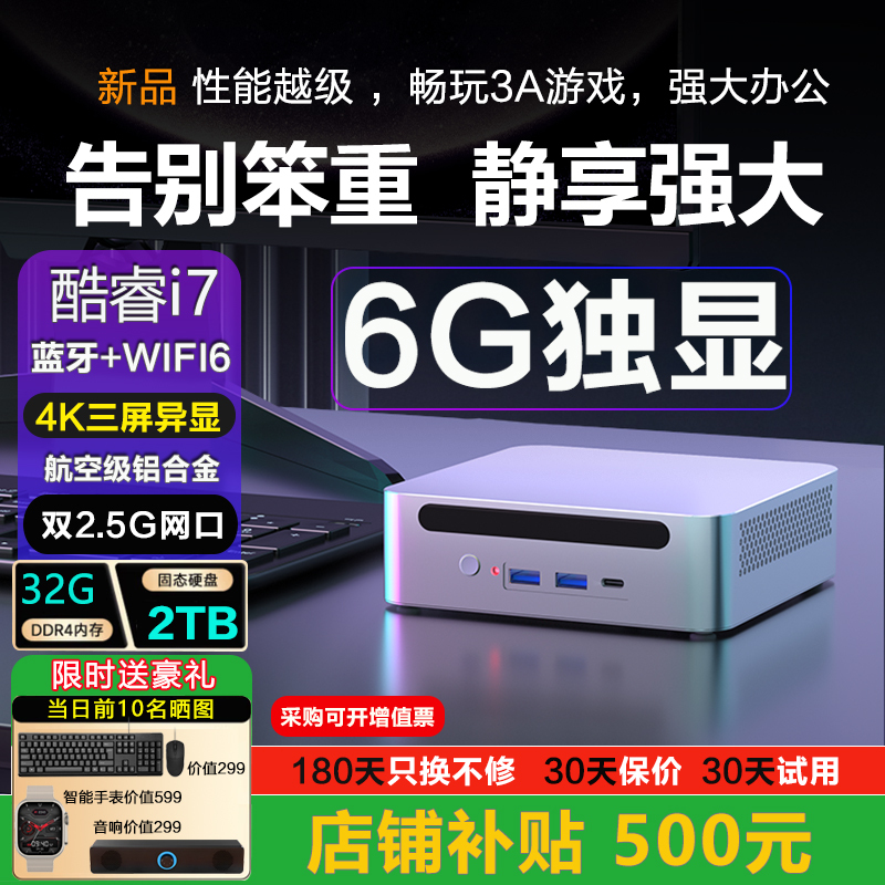 蓝魔快本 2025新款迷你主机英特尔酷睿I7台式机高性能游戏电竞电脑Mini整机独立显卡