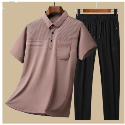 中年男士夏季短袖2025新款爸爸夏装运动套装中老年衣服套装