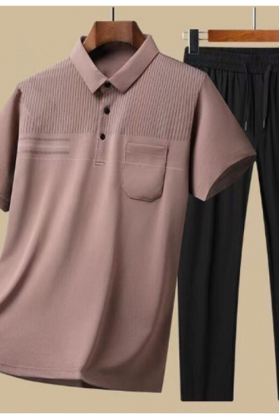 中年男士夏季短袖2025新款爸爸夏装运动套装中老年衣服套装