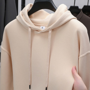 加绒重磅750克秋冬季棉质卫衣男士连帽落肩休闲宽松打底衫男