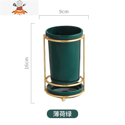 餐厅陶瓷筷子筒筷子置物架轻奢勺子餐具筷子收纳盒筷子笼家用 敬平 初恋筷子筒-祖母绿 单个装餐具架