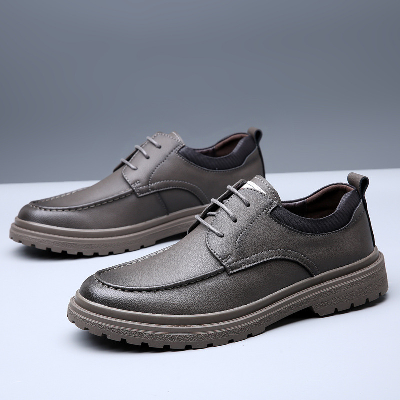 202新款5男士皮鞋软底软皮休闲鞋子秋季黑色英伦商务工作时尚男鞋
