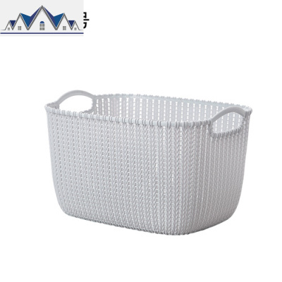 仿藤编桌面零食置物框收纳筐篮储物框子塑料篮子长方形杂物整理篮 三维工匠收纳篮