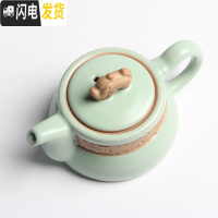 三维工匠侧把陶瓷功夫茶具开片汝瓷单壶大手抓壶可养泡茶壶 降龙天青