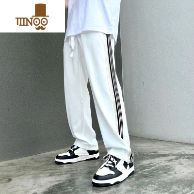 YANXU男士裤子潮牌夏季薄款垂感冰丝运动裤宽松直筒长裤百搭阔腿休闲裤