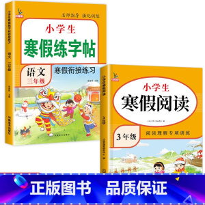 [2册]寒假阅读+寒假练字帖 小学三年级 [正版]寒假阅读三年级阅读理解训练题人教版每日一练小学3上册语文同步练习阶梯课