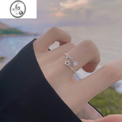 JiMi925银银五角星戒指女时尚个性轻奢小众简约开口戒ins冷淡风食指环