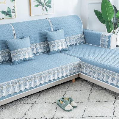 家柏饰(CORATED)四季通用防滑沙发垫坐垫子布艺全包萬能沙发套罩沙发盖布沙发巾 澜亭蓝灰 90*160cm