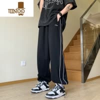 YANXU抽绳束脚卫裤男夏季新款美式高街裤子潮牌宽松阔腿直筒休闲运动裤