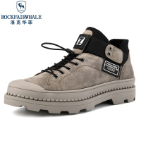 洛克华菲 工装鞋新品低帮休闲鞋真皮2024男鞋大码反绒皮耐磨防滑韩版潮流户外鞋工装靴子