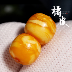 橘皮老花蜡古董蜜蜡老型桶珠散珠隔珠金刚星月菩提手串链DIY配饰送女朋友老婆情人节七夕生日礼物