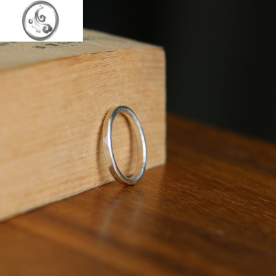 JiMi999银银手工原创锤纹细戒指精致复古百搭情侣戒指