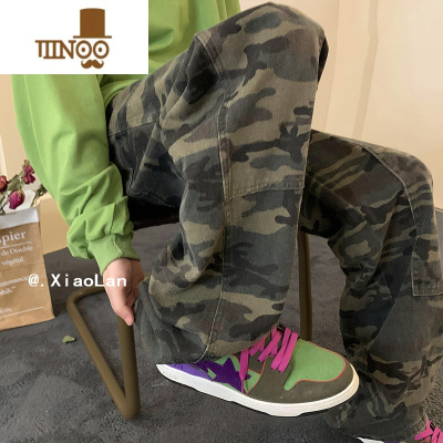 YANXU工装裤子男夏季新款美式复古直筒宽松休闲长裤高街vibe阔腿迷彩裤