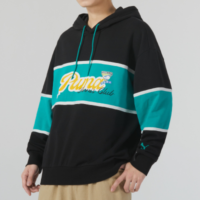 PUMA彪马卫衣男女装新款运动服跑步拼色舒适休闲连帽套头衫625800-01 ZP