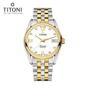 Titoni瑞士梅花表男自动机械手表空中霸王系列罗马表钢带83909SY-063 83909SY-063