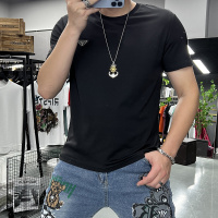 夏季新款三角形标短袖T恤男圆领修身半袖丝光棉时尚简约半袖体恤_1