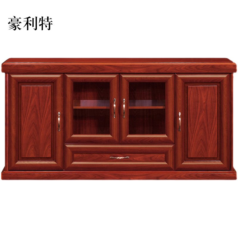 豪利特胡桃色餐边柜简约茶水柜四门1600*400*800[工厂现做 7天内发货]
