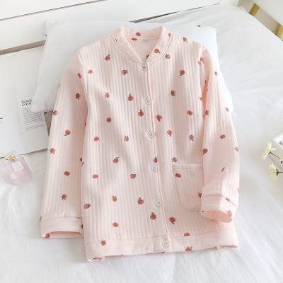 HLCOMAN春秋季女士单件上衣棉睡衣冬空气棉夹棉加厚开衫长袖宽松家居服