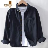 YANXU日系复古男装长袖衬衫宽松休闲衬衣免烫寸衫上衣服外套