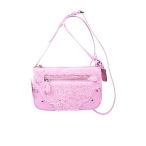 COACH女士包包 2024新款时尚潮流粉色精致单肩包 休闲日常便携斜挎包 粉色